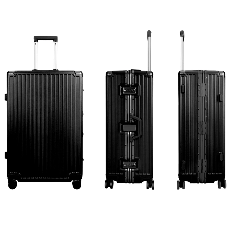 Luggage With Aluminum Frame 28" Hard Shell Travel Suitcase Zipperless Checked Luggage With 360° Spinner Wheels TSA Lock - Black - View 1