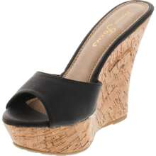 Womens Open Back Tall Wedge  Sandal - màu đen - Xem 3