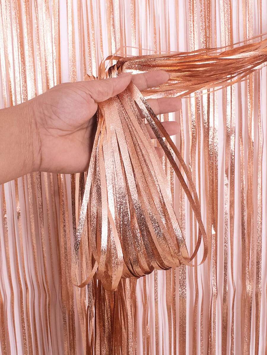 1入組派對背景金屬箔流蘇金屬絲窗簾成人兒童生日派對婚禮裝飾嬰兒淋浴用品