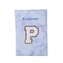 Letter Printed Simple Passport Holder For Daily Use - Blue - View 24