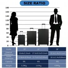 Luggage With Aluminum Frame 28" Hard Shell Travel Suitcase Zipperless Checked Luggage With 360° Spinner Wheels TSA Lock - Black - View 3