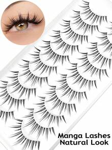 Asiteo 10 Pairs Natural-Looking Cluster False Eyelashes, Short Stem Transparent Lashes With Cartoon Eye Makeup Effect, Suitable For Cartoon Style Eye Makeup - Black - View 2