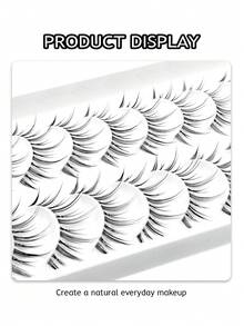 Asiteo 10 Pairs Natural-Looking Cluster False Eyelashes, Short Stem Transparent Lashes With Cartoon Eye Makeup Effect, Suitable For Cartoon Style Eye Makeup - Black - View 3