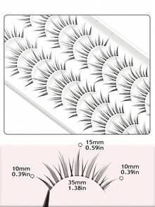 Asiteo 10 Pairs Natural-Looking Cluster False Eyelashes, Short Stem Transparent Lashes With Cartoon Eye Makeup Effect, Suitable For Cartoon Style Eye Makeup - Black - View 5
