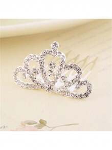 Koreanischer Stil Prinzessinnenkrone Strass Haarkamm Kinderhaarspange, Braut Haarschmuck Haarclip Accessoire