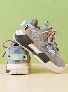 1pair Children Sport Casual Shoes PU Mesh Upper Non-Slip Hook And Loop