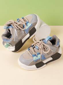 1pair Children Sport Casual Shoes PU Mesh Upper Non-Slip Hook And Loop