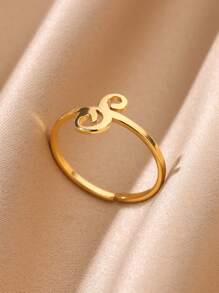 1 Stück Edelstahl Anfangsbuchstabe Buchstaben Ring für Frauen, goldfarbener modischer A-Z Buchstaben Fingerring, ästhetisches Hochzeitsschmuckgeschenk für Frauen