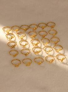 1 Stück Edelstahl Anfangsbuchstabe Buchstaben Ring für Frauen, goldfarbener modischer A-Z Buchstaben Fingerring, ästhetisches Hochzeitsschmuckgeschenk für Frauen