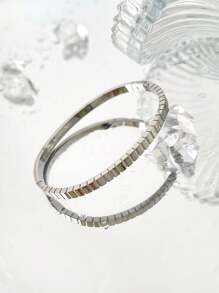 1 Pièce Bracelet Pour Femme En Acier Inoxydable, Couleur Unie, Anti-fading, Simple, Personnalisé, Empilable, Haut De Gamme Et À La Mode