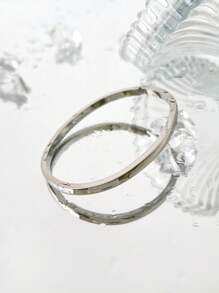 1 Pièce Bracelet Pour Femme En Acier Inoxydable, Couleur Unie, Anti-fading, Simple, Personnalisé, Empilable, Haut De Gamme Et À La Mode