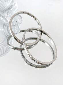 1 Pièce Bracelet Pour Femme En Acier Inoxydable, Couleur Unie, Anti-fading, Simple, Personnalisé, Empilable, Haut De Gamme Et À La Mode