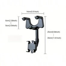 360° Car Phone Holder For Car Mount Phone And GPS Holder Support Rotating Adjustable Telescopic Phone Stand - Black - View 3