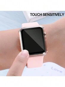 6 buc. Husa de ceas All-In-One din sticlă securizată pentru PC +, husă de protecție la modă anti-cădere, compatibilă cu Apple Watch 38/40/41/42/44/45/46/49 mm, compatibil cu Apple Watch Ultra/SE/Series 10/9/8/7/6/5/4/3/2/1, Accesorii pentru ceasuri inteligente