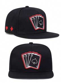 2024 New Fashion Hip Hop Cap Men Women Adjustable Playing Card Embroidered Baseball Cap Outdoor Sun Hat Unisex Snapback Hat - Black - View 2