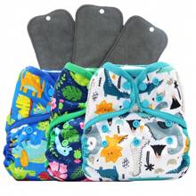 6 件装 3 个尿布套和 3 个尿布插件均码婴儿布尿布套尿布双衬料婴儿洗澡家庭装饰礼物 - 彩色 - 查看 8