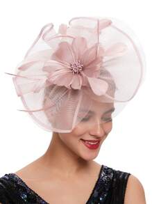 1 pièce Chapeau fascinateur en plumes Chapeau de fête du thé Chapeau fascinateur en maille Chapeau Derby Serre-tête et pince à cheveux Mariage Cocktail pour femmes, Bandeau, Cerceau de cheveux, Accessoires pour cheveux Bandeaux