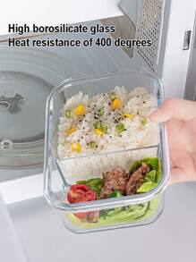 Hộp đựng thức ăn trưa bằng thủy tinh an toàn với lò vi sóng dành cho nhân viên văn phòng, hộp đựng thực phẩm tròn tách biệt có nắp đậy để giữ nhiệt và độ tươi, nhà bếp, quà tặng Giáng sinh - Nhiều màu - Xem 2