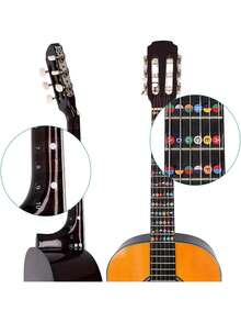 1 Pc/2 Pcs Guitar Fretboard Stickers, Guitar Note Stickers, Learn Guitar Tabs, Sticker For Beginner Learner With 5 Pcs Guitar Picks, Black/Transparent - Multicolor - View 4