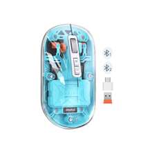 Chuột Bluetooth không dây, Chuột trong suốt, Chuột văn phòng sạc lại không gây tiếng ồn, Chuột máy tính kết nối nhiều thiết bị, Thích hợp cho máy tính để bàn/máy tính xách tay, Quà tặng cho phụ nữ - Màu xanh lam - Xem 3
