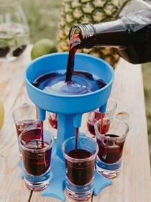 1入藍色優雅的葡萄酒和啤酒倒嘴-節省空間的分配器和支架-適合派對和假日，增強風味和裝飾。(不包括杯子)葡萄酒分配器6小杯子葡萄酒威士忌啤酒分配器支架飲品遊戲工具聖誕家庭派對酒吧小杯子，酒杯冰桶 - 彩色 - 查看 1