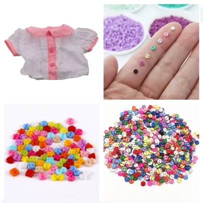100pcs 3mm Mini Mixed 2 Holes Plastic Round Doll Buttons DIY Handmade Tiny Sewing Accessories For Dolls And Soft Toys Clothes,Assorted Colours
