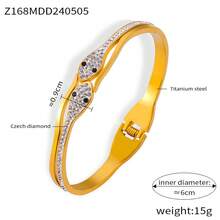 1 chiếc vòng tay thép titan đính đá pha lê sang trọng, thanh lịch, hình hoa Mori Series - Vàng - Xem 10