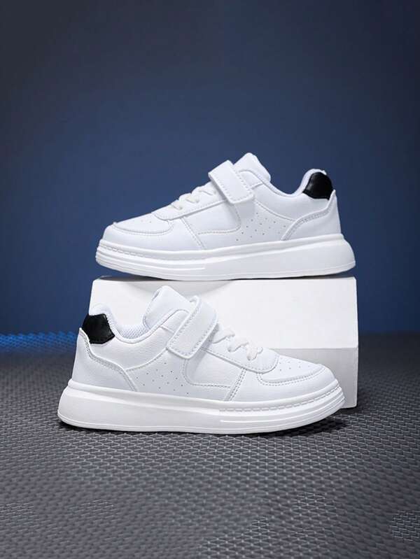 Zapatos deportivos para niños y niñas de moda casual, livianos, antideslizantes y de unicolor con cierre de gancho y bucle