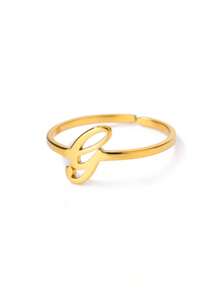 1 Stück Edelstahl Anfangsbuchstabe Buchstaben Ring für Frauen, goldfarbener modischer A-Z Buchstaben Fingerring, ästhetisches Hochzeitsschmuckgeschenk für Frauen