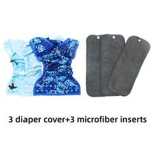 6 Peças compostas por 3 Protetores de Fralda e 3 Inserções de tamanho único, Protetores de Fralda de Pano para Bebê com Duplo Vão, Presentes de Decoração Familiar para Chá de Bebê - Multicolorido - Visão 6