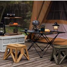 1pc Portable Foldable Table With Storage Bag, Aluminum Tube Frame And Iron Table Top, Suitable For Picnic, Camping, Travel Outdoors - Black - View 3