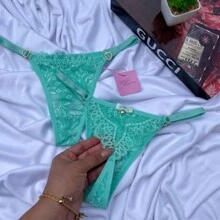 Kit 4 Tanga Fio dental Rendada calcinhas Sensual com regulagem paixão - Multicolorido - Visão 9