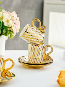 Coffee Cup & Saucer Set, European Style Afternoon Tea Set For Home Use - White - View 4