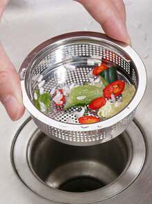 1Pc Kitchen Sink Strainer Stainless Steel, Kitchen Sink Drain Strainer With Handle, Sink Strainers  For Kitchen Sinks - Silver - View 2