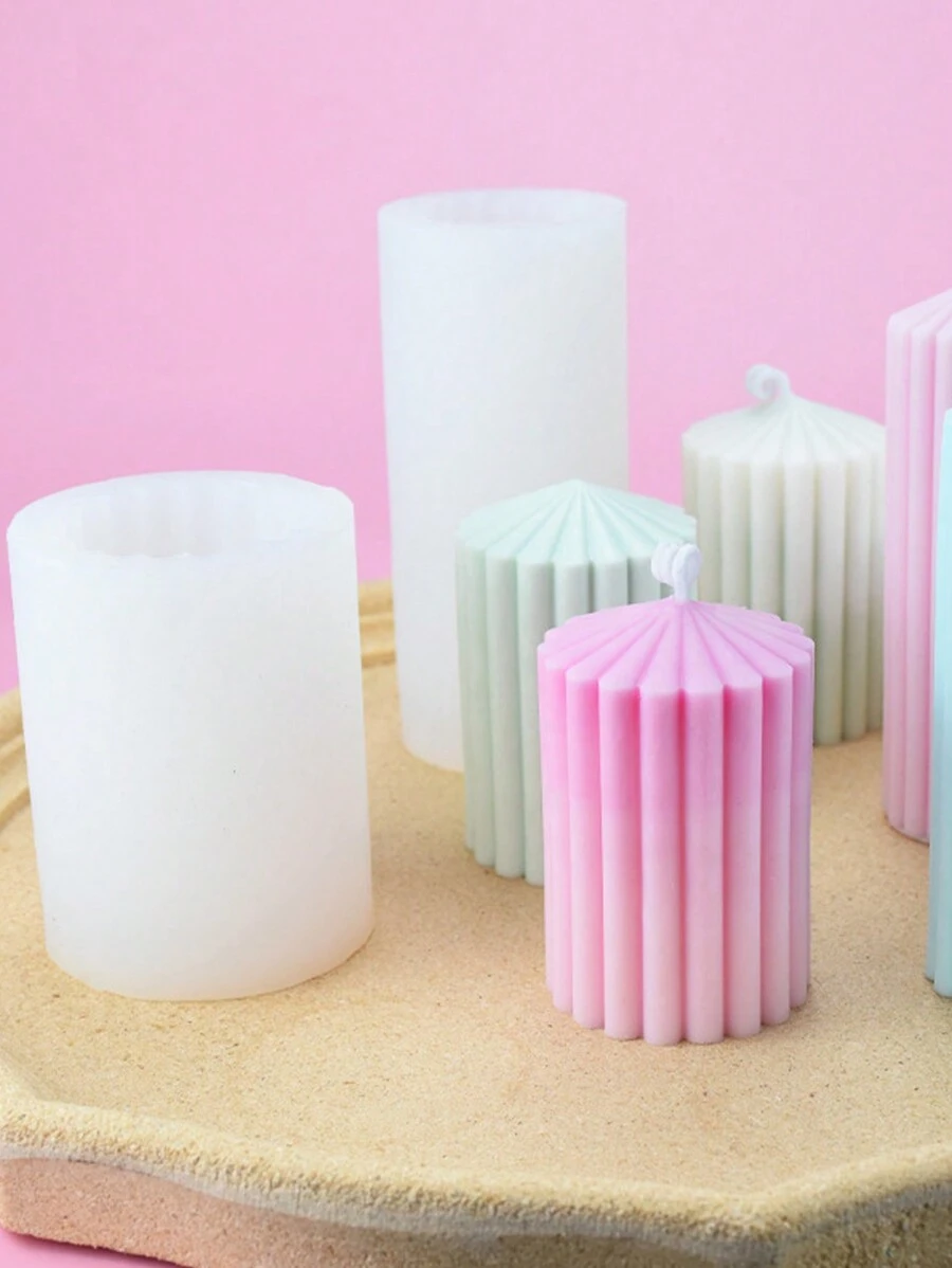 Thick Striped Pointed Top Cylindrical DIY Handmade Fragrance Plaster Multifunctional Silicone Mold - White - View 1
