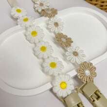1pc Daisy Flower Pacifier Teether Clip With Anti-Drop Rope And Clamp