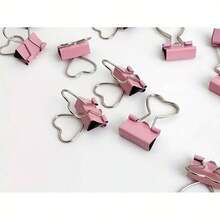 5pcs Pink Heart Shaped Binder Clips, 19mm Long Tail Clips For Stationery & Document Organization - Pink - View 4