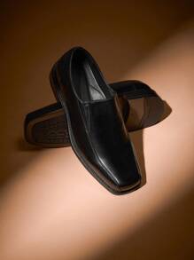 Men's Slip On Loafers Genuine Leather Formal Dress Shoes Comfort Sole Business Casual - Đen và trắng - Xem 2