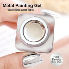 1Pc Y2K Aesthetic Mirror Silver Metallic Painting Gel Nail Polish Soak Off Gel Nail Polish Silver Mirror Glitter Uv Gel Nail Salon At Home - Bạc - Xem 2