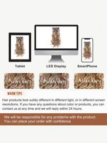 Clip In Hair Extension 20Inch Long Synthetic Hair Heat Resistant Hairpiece Natural Wavy  Brown With Light Blonde Tips Thick Hairpieces Natural  Hair Piece - Multicolor - View 7