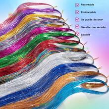 Kit De Extensiones De Glitter Tinsel Para Cabello 120cm 2Pcs - Multicolor - Ver 8