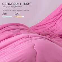 Nice Reversible Ultra-Soft Bedding Comforter Set - Jersey Knit T-Shirt Feeling - Cute Fluffy Lightweight Bedding Down Blanket Quilt With Pillowsham For Man Women Girl All Season Use - Twin / TWIN XL FULL QUEEN KING CAL KING Size - Rose Pink Purple Blue White Grey Blue Yellow Olive Emerald Green - 玫紅色 - 查看 3