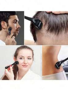 Dermaroller Facial,1 pieza Rodillo facial de microagujas,rodillo para barba, rodillo de microagujas | Adecuado tanto para hombres como para mujeres | Rodillo de microagujas para el cabelludo y la cara de 0.5 mm - Negro - Ver 3
