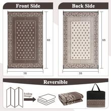 Pauwer Outdoor Rug Waterproof For Patios, Reversible Outdoor Plastic Straw Rug, Indoor Outdoor Area Rugs Carpet RV Mat, Outdoor Patio Camping Rug For RV, Picnic, Backyard, Deck, Balcony, Porch - viền nâu - Xem 6