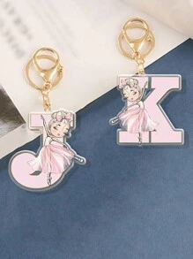 Ballet Dancer Reversible Acrylic Keychain, With A Beautiful Ballerina Pendant, Elegant Pink Ballet Skirt And Headphone Pendant Design, Lightweight And Portable Keychain, Suitable For Dance Enthusiasts, Backpack Accessories, Birthday Christmas Gifts, Ballet Costumes, Daily Fashion Accessories, Fine Craftsmanship Letter Pendant, Items - Multicolor - View 2