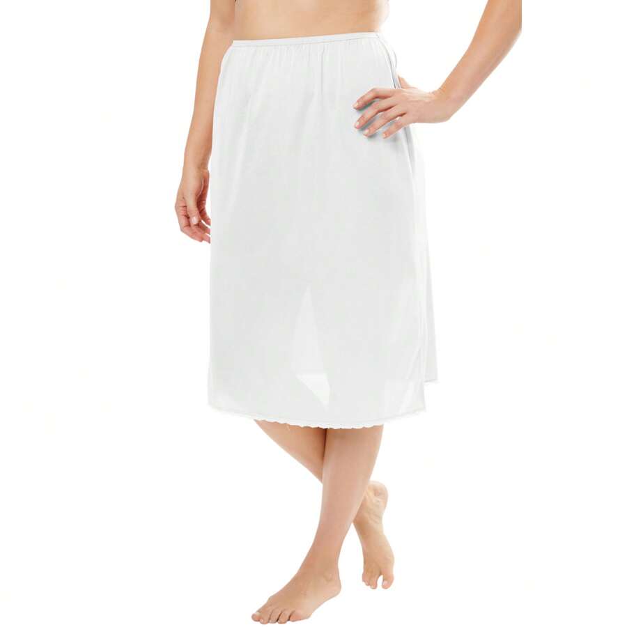 Comfort Choice Women's Plus Size Half Slip 25" 2-Pack - White - View 1