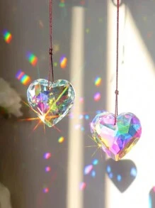 1 pieza de atrapanueves en forma de corazón con cristales, colgante de luz solar colorido, decoración para ventana de dormitorio, decoración de hogar arcoíris
