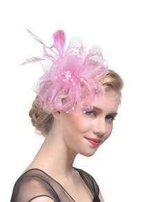 Elegant 1pc Feather Bridal Headband Vintage Mesh Fascinator Tea Party Hair Accessory For Horse Racing Events