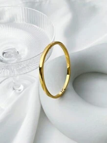 1 Pièce Bracelet Pour Femme En Acier Inoxydable, Couleur Unie, Anti-fading, Simple, Personnalisé, Empilable, Haut De Gamme Et À La Mode