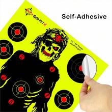 10pcs Shooting Splatter Targets - 12 X18 Inch Reactive Self Adhesive Silhouette Target Paper For Range - Easily See Shots Burst Bright Fluorescent Points - Fluorescent Yellow - View 3